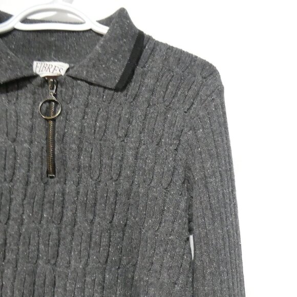 FIBERS | medium | Cropped Ribbed Long Sleeve 1/4 Zip-Up Sweater - Picture 5 of 14